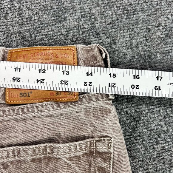 Levis Premium 502 Jeans Mens 30x30 Brown Beige Denim Button Fly - Picture 5 of 9